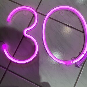 Number 30 pink neon light